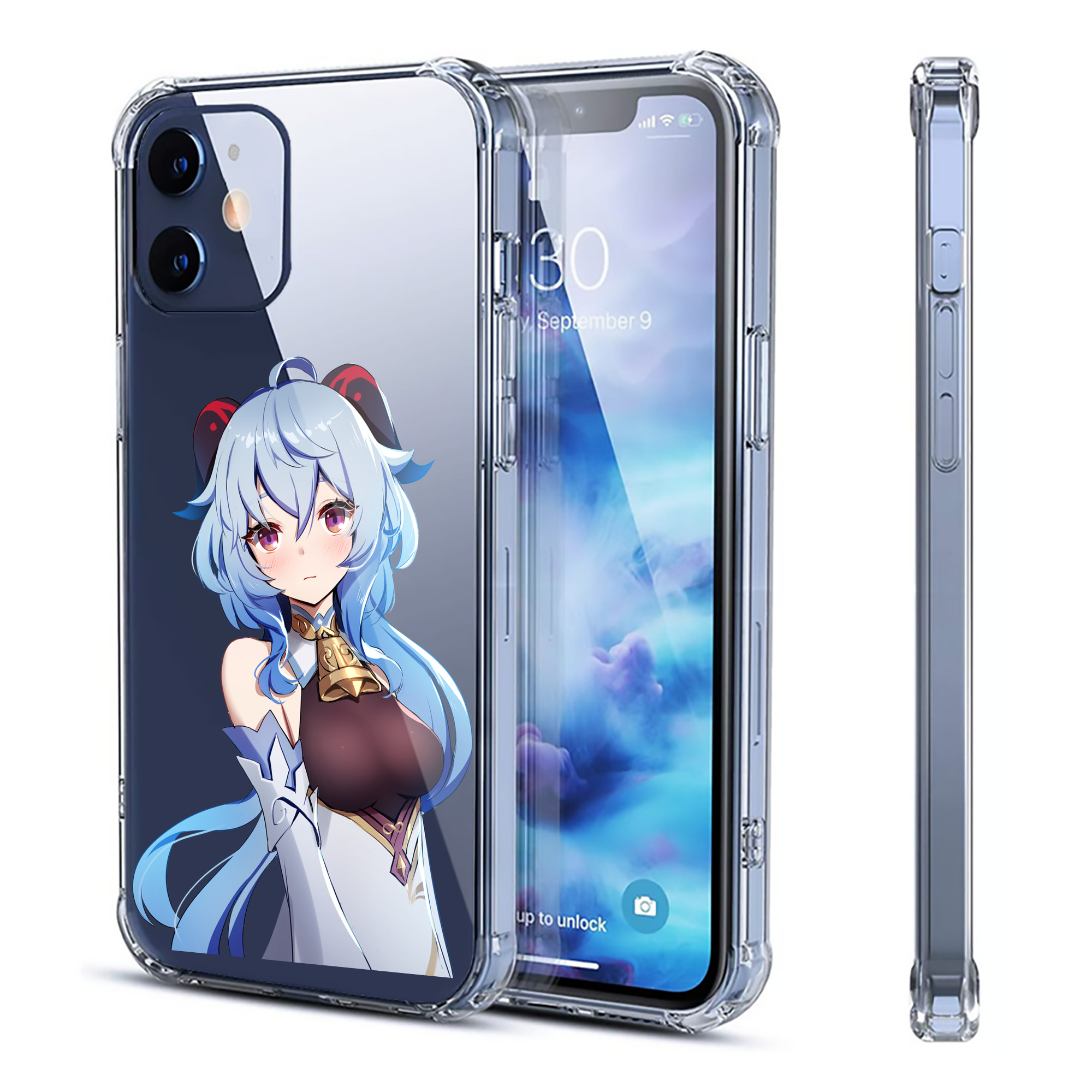 げんし神 甘雨 かんう genshin Ganyu 【iPhone 12シリーズ対応】透明スマホケース（クリアソフトケース）